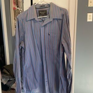Men’s, blue with red pinstripes,XL, long sleeve, Abercrombie & Fitch dress shirt